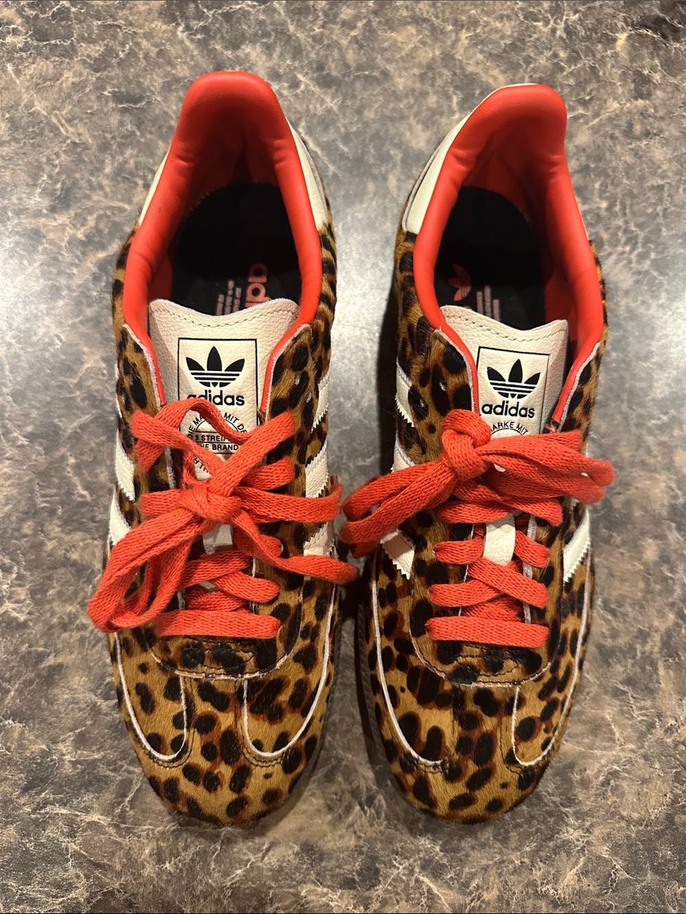 adidas Women's Leopard Print Sneakers with Orange-Red Accents